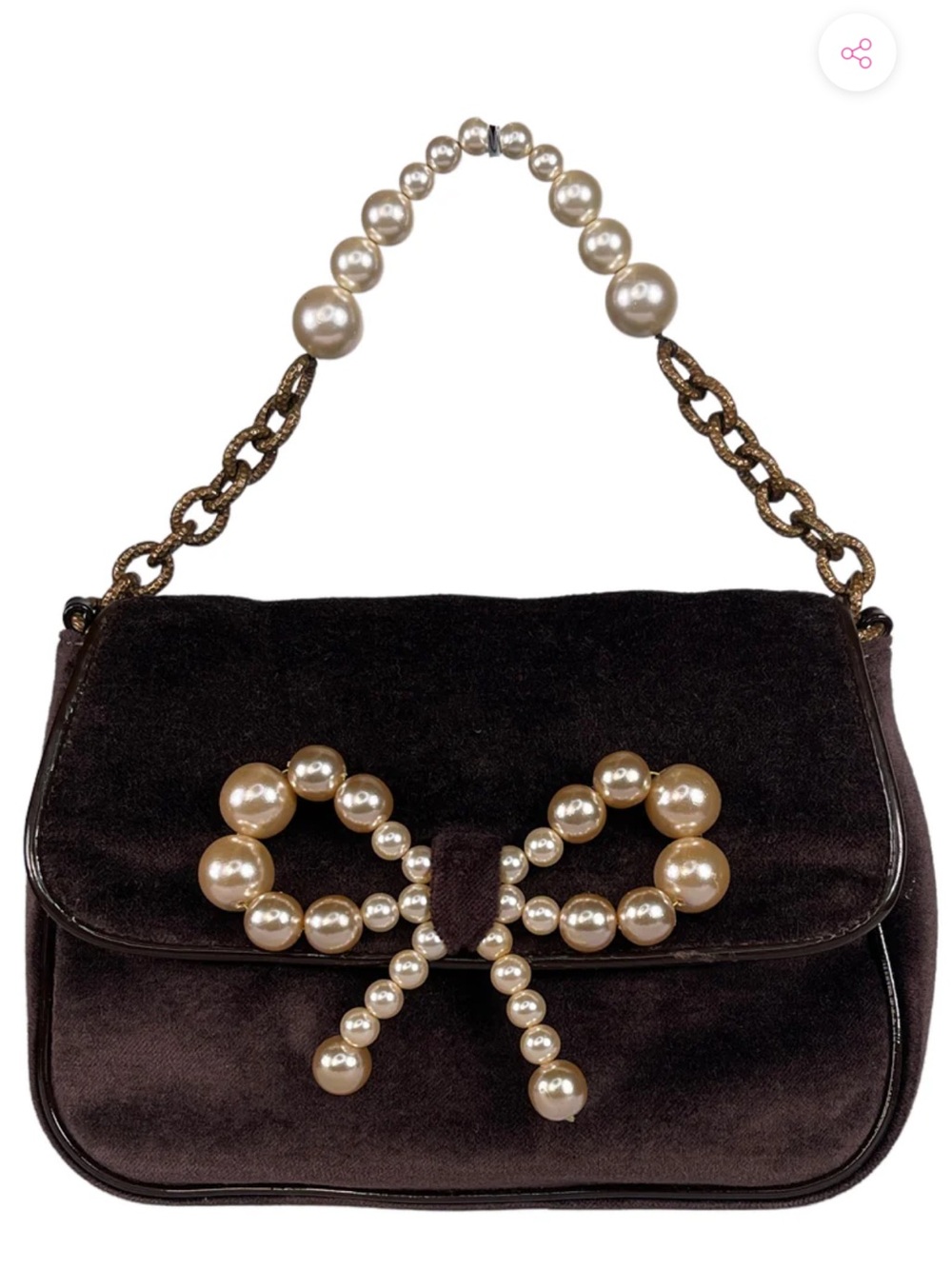 MOSCHINO VELVET PEARL BOW BAG